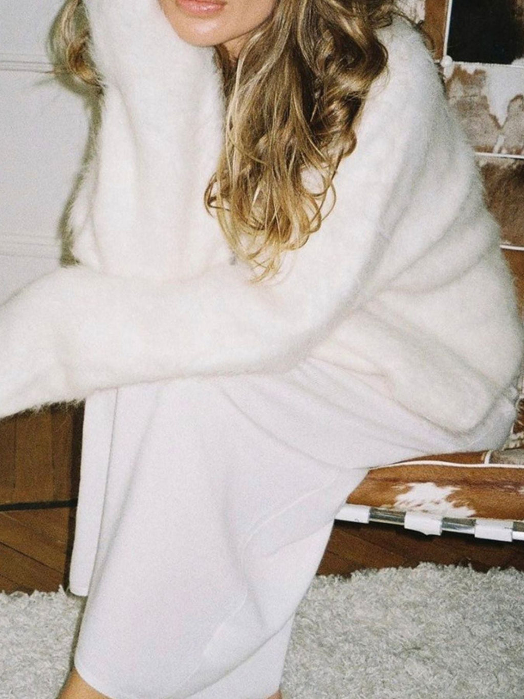 Fuzzy Round Neck Long Sleeve Sweater