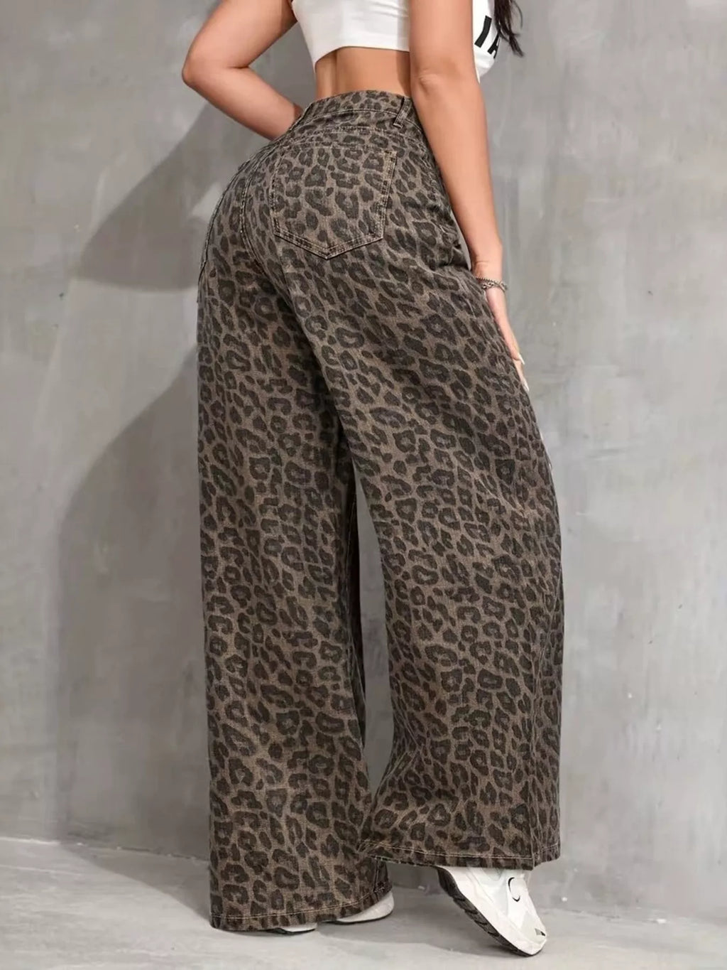 Leopard Wide Leg Jeans