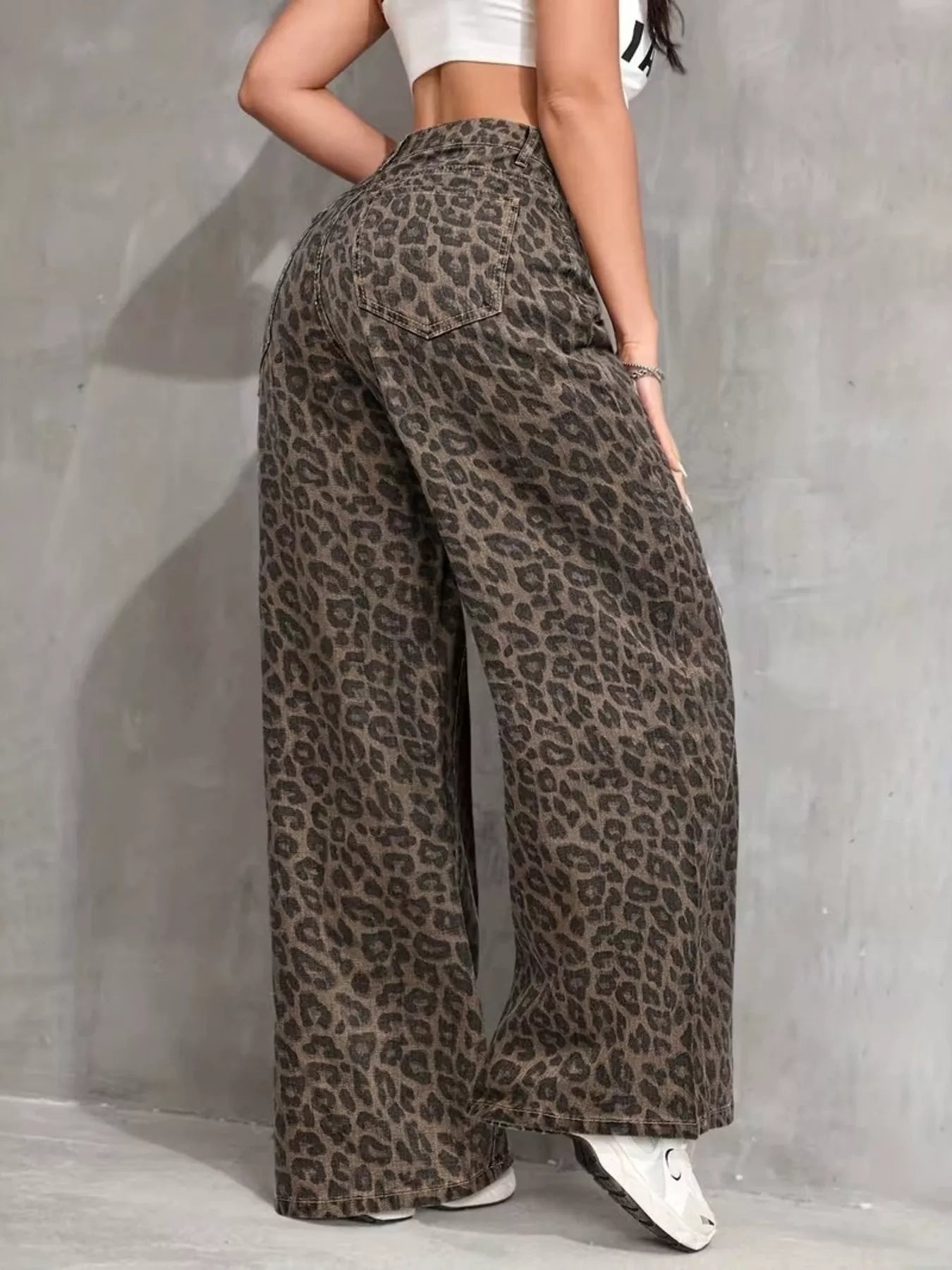 Leopard Wide Leg Jeans