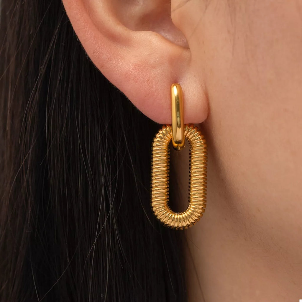 Geometric Link Drop Earrings