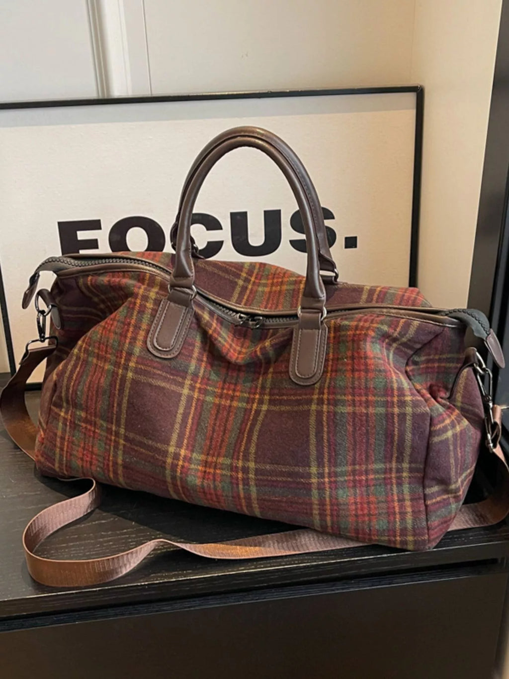 Vintage Plaid Pattern Travel Bag