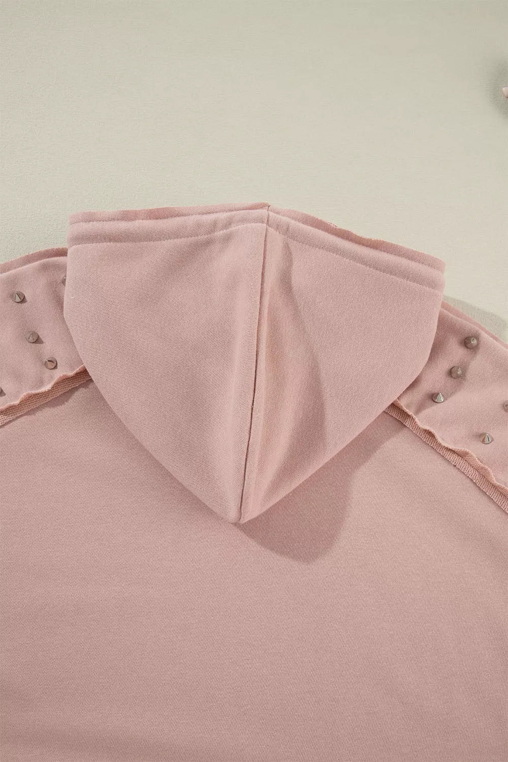 Drawstring Studded Shoulder Hoodie