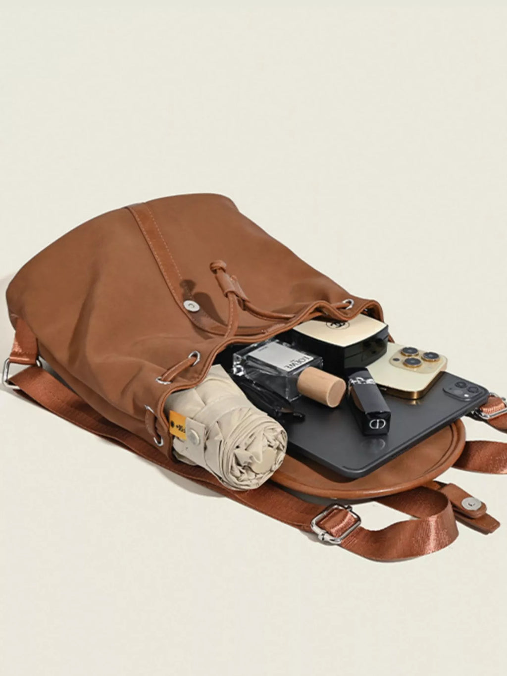 Drawstring Closure Flap Backpack Bag