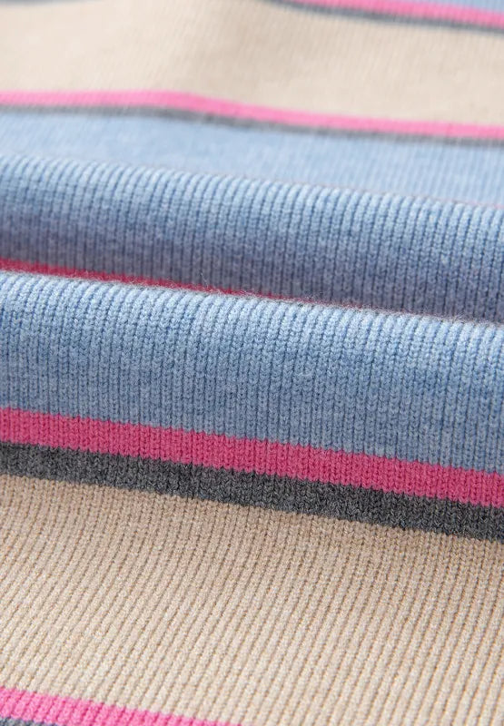 Johnny Collar Long Sleeve Stripe Sweater