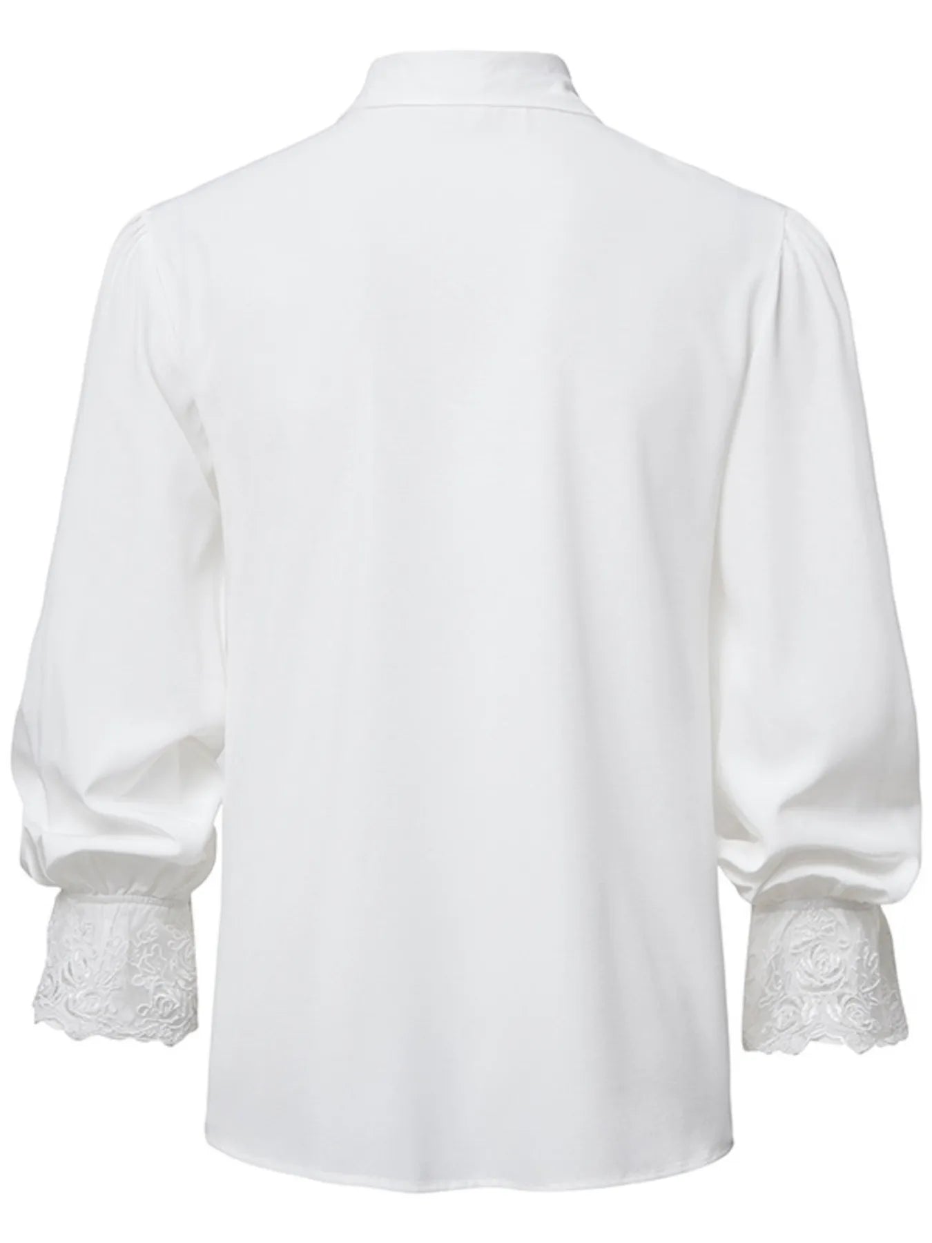 Men's Ruffled Lace Detail Long Sleeve Blouse