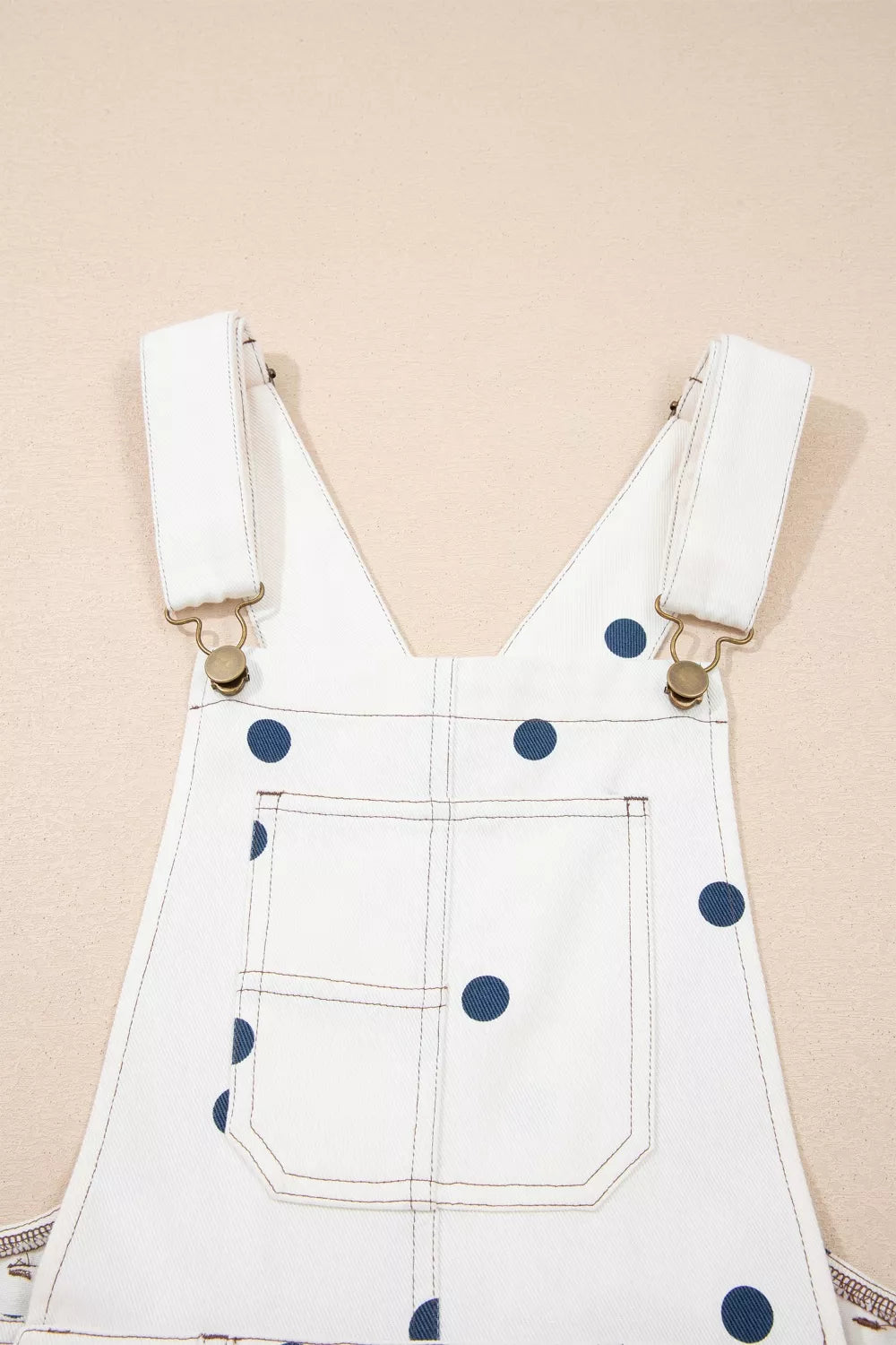 Polka Dot Print Bib Pocket Denim Barrel Overalls Jumpsuit