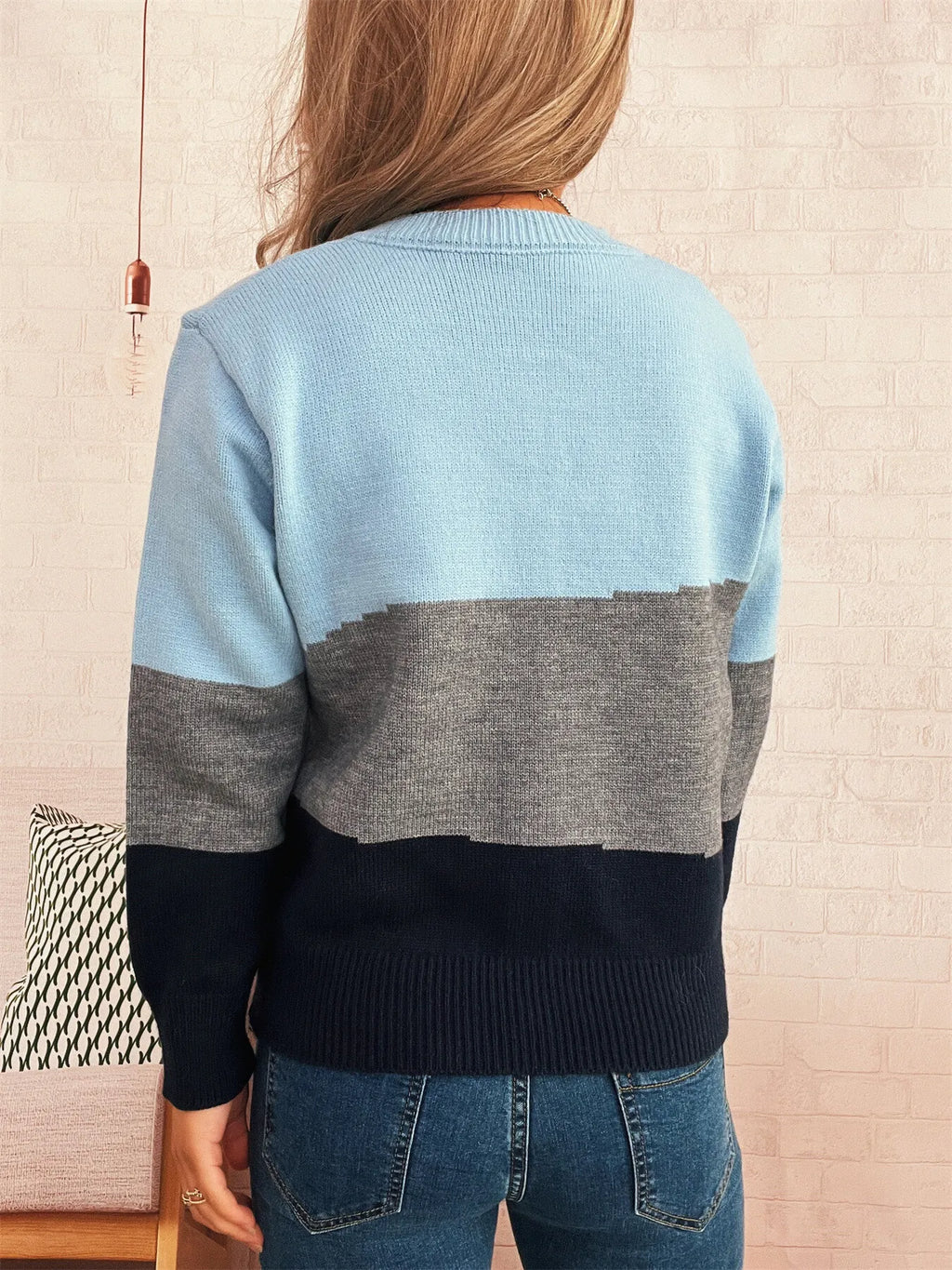Color Block Button-Up Cardigan