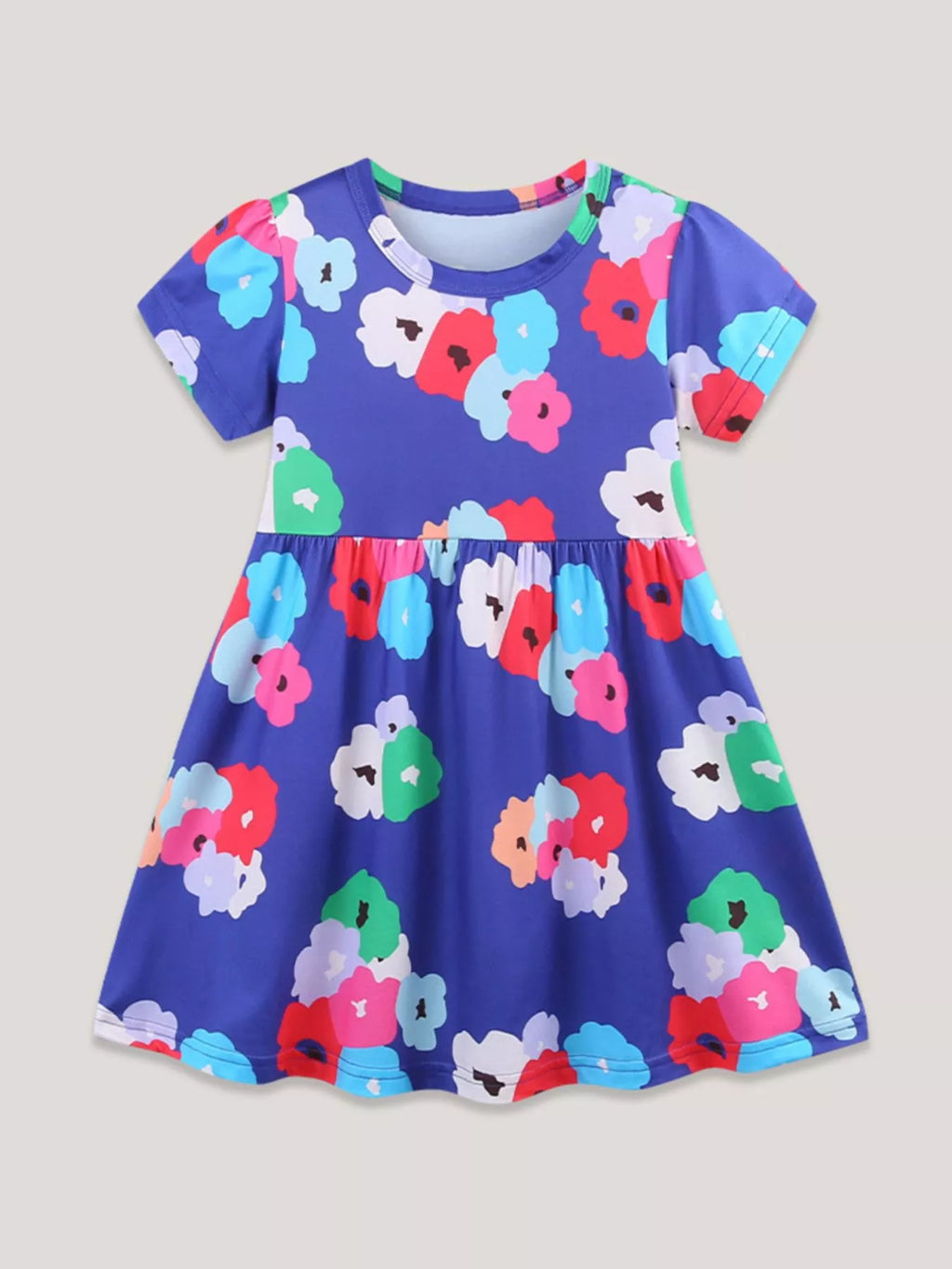 Children's Floral Print Casual Short Sleeve Dress