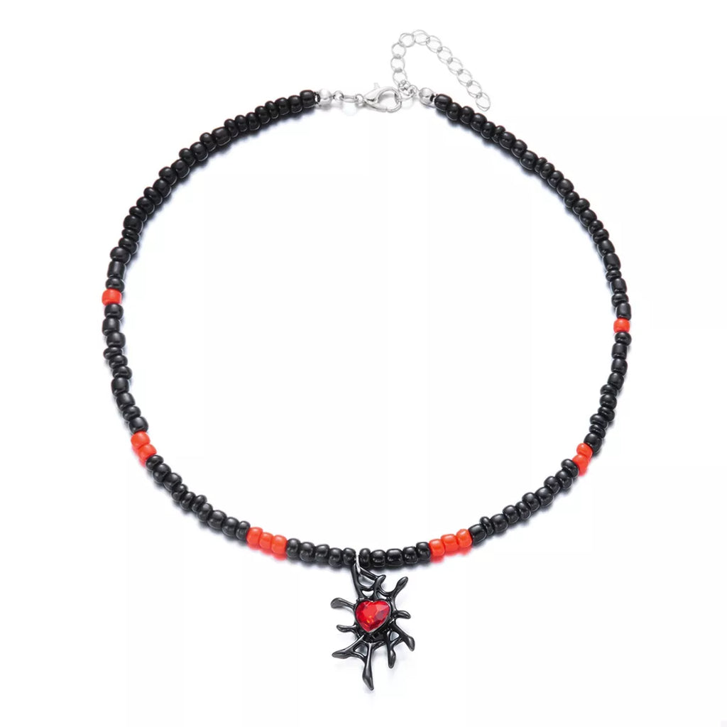 Halloween Spider Web Beaded Necklace