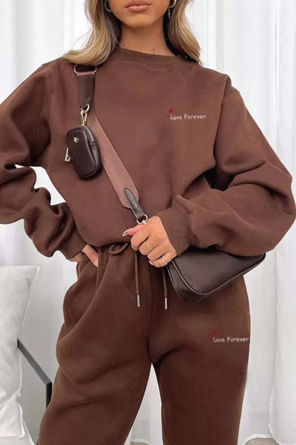 Round Neck Sweatshirt and Joggers Set