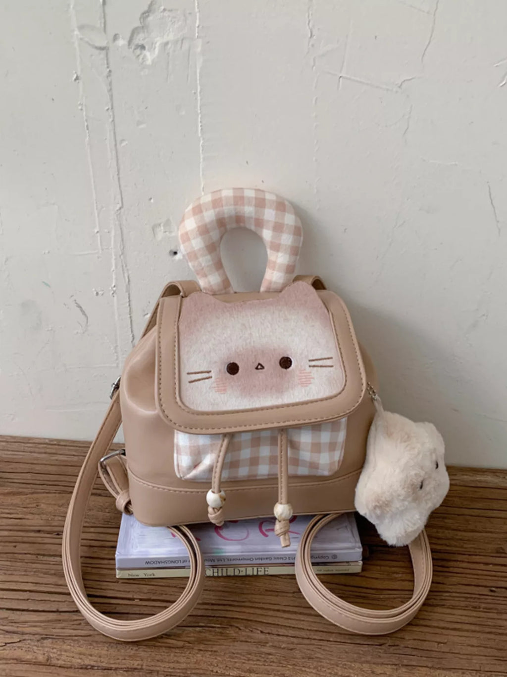Cat Plaid Backpack Bag