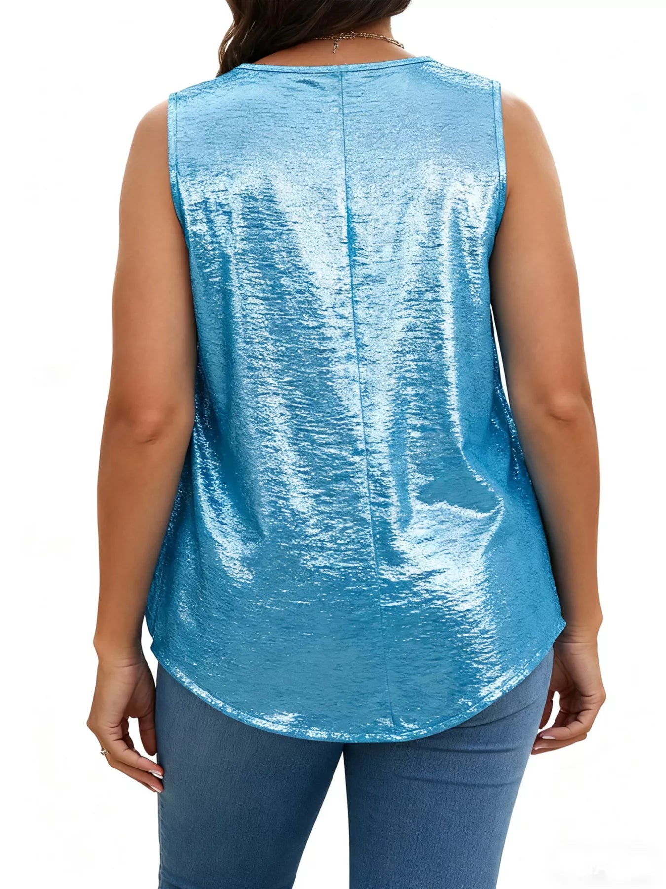 Full Size Pleated Square Neck Tank Plus Size