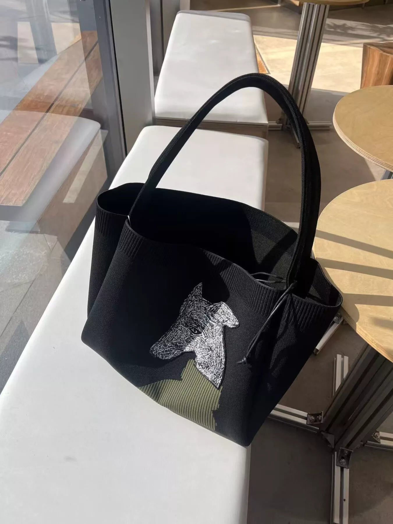 Dog Knit Shoulder Bag