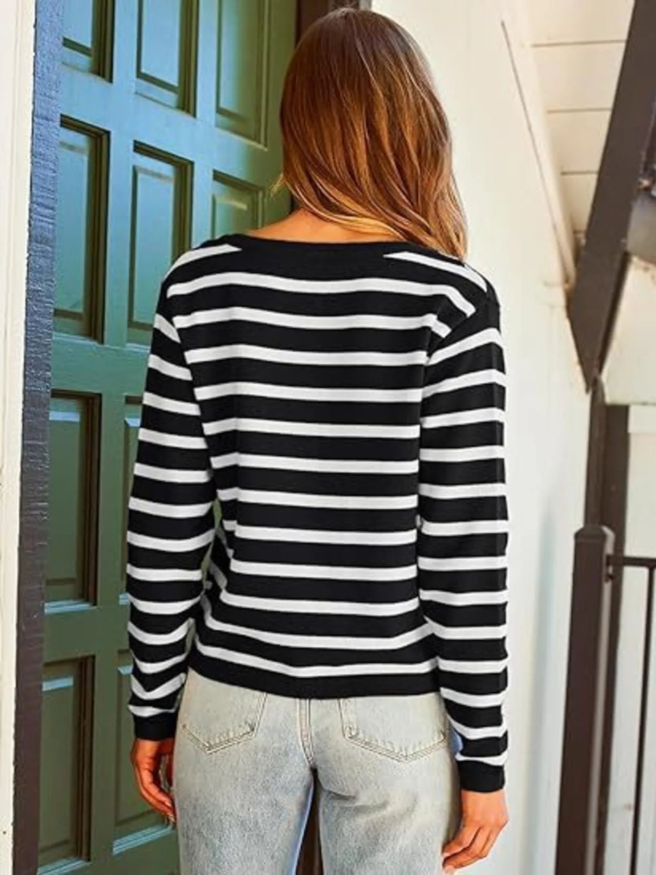 Striped Button-Up Cardigan