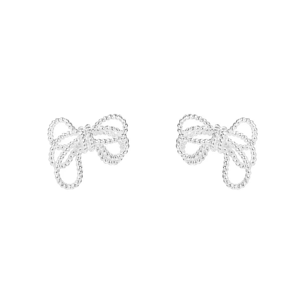 925 Sterling Silver Bow Knot Stud Earrings