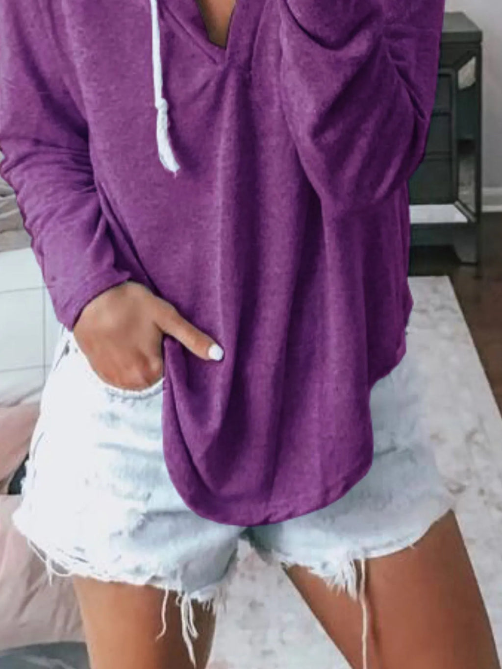 Full Size Drawstring Long Sleeve Hoodie Plus Size