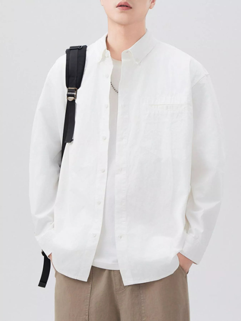 Men's Plus Size Button Up Long Sleeve Shirt