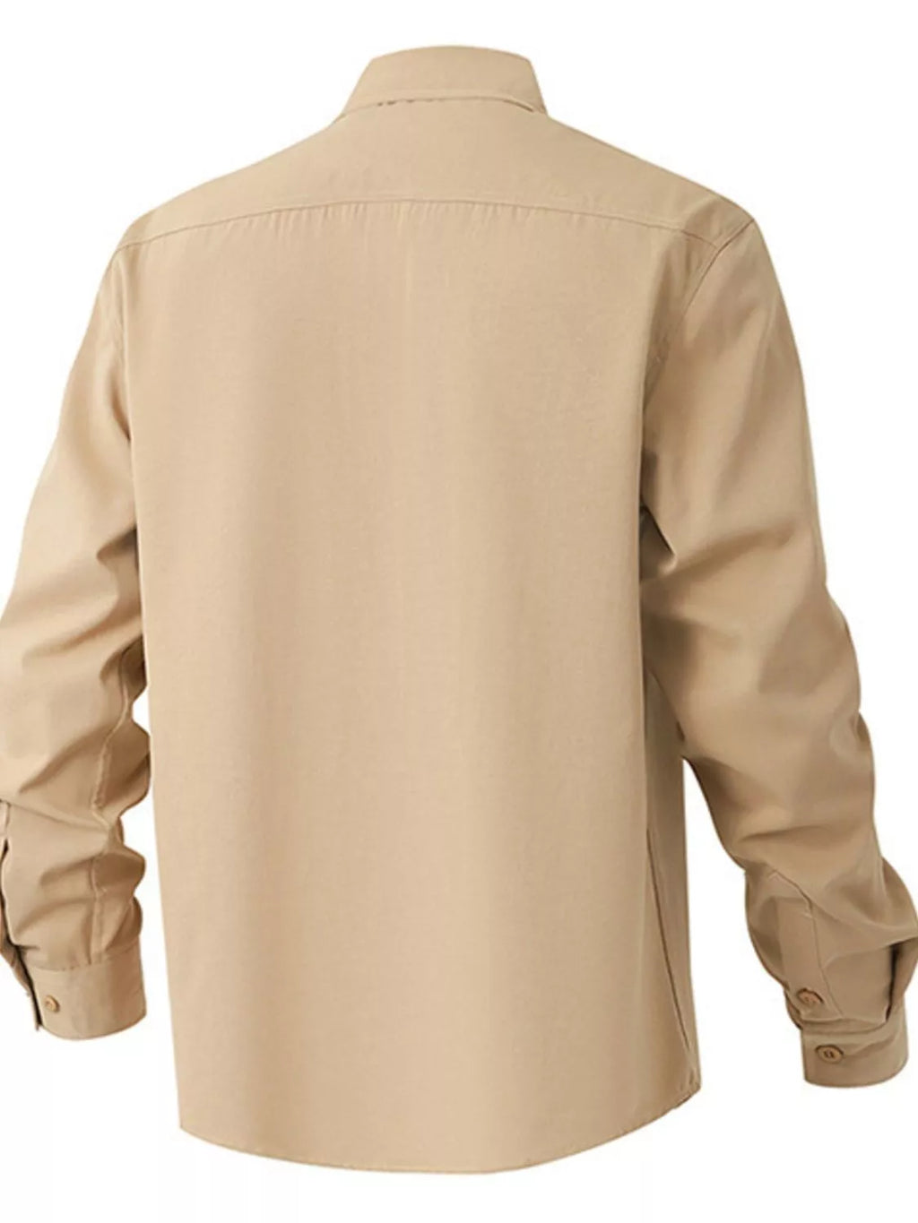 Men's Solid Color Long Sleeve Button-Up Shirt