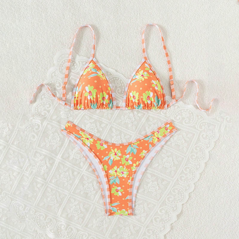 Printed Tie-Strap Bikini Swimwear for Women