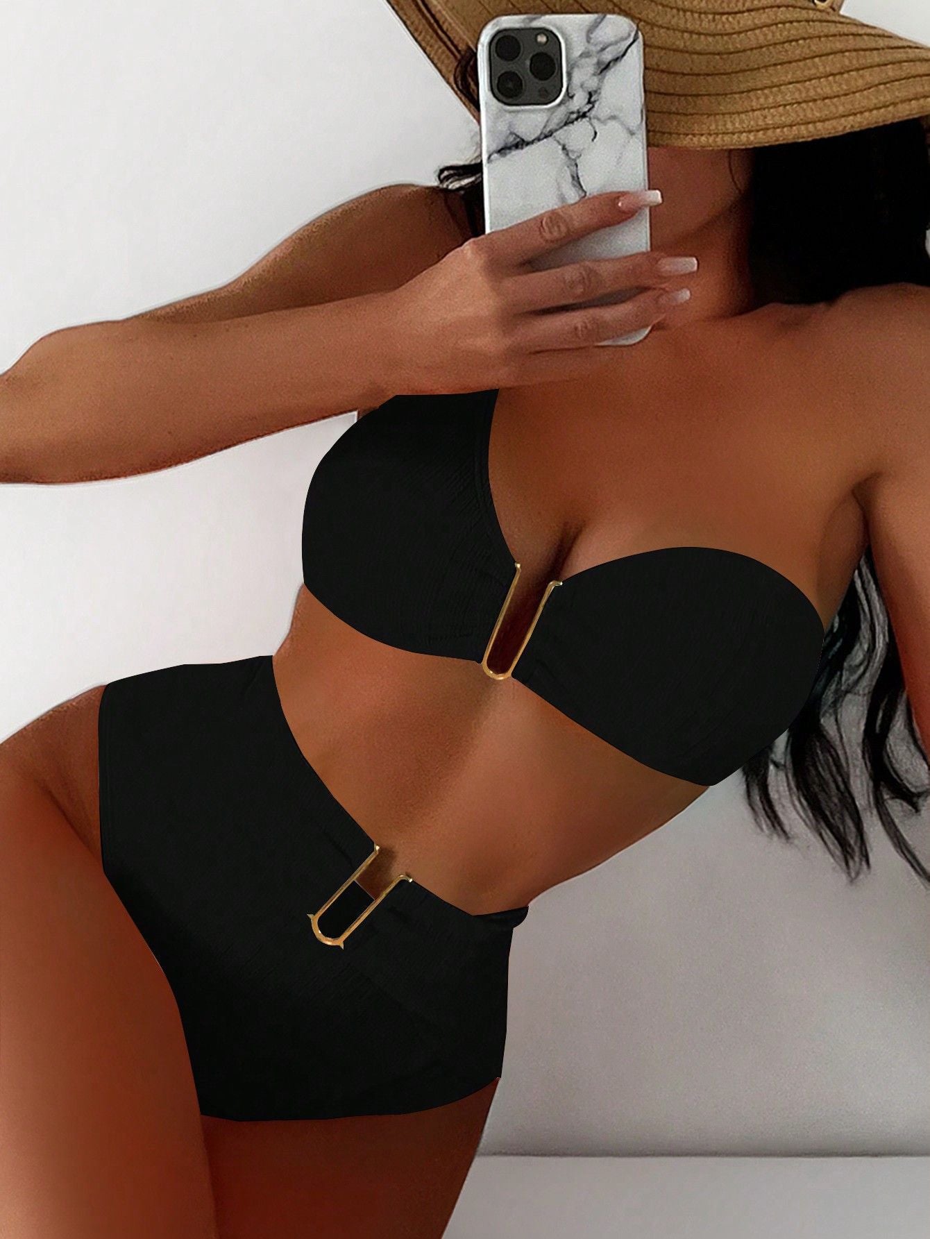 V-neck Single Shoulder Bikini Swimwear for Women Split Bikini Swimwear