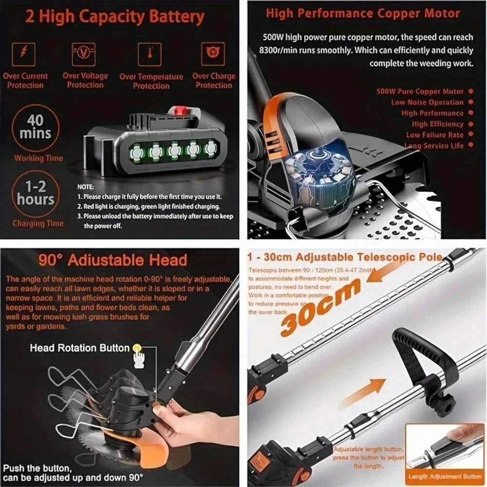 New model for 2025 Cordless Lawn Trimmer TrimmersLawn EdgerMowerBrush CutterWeed Cutter for Garden and Yard Lawn