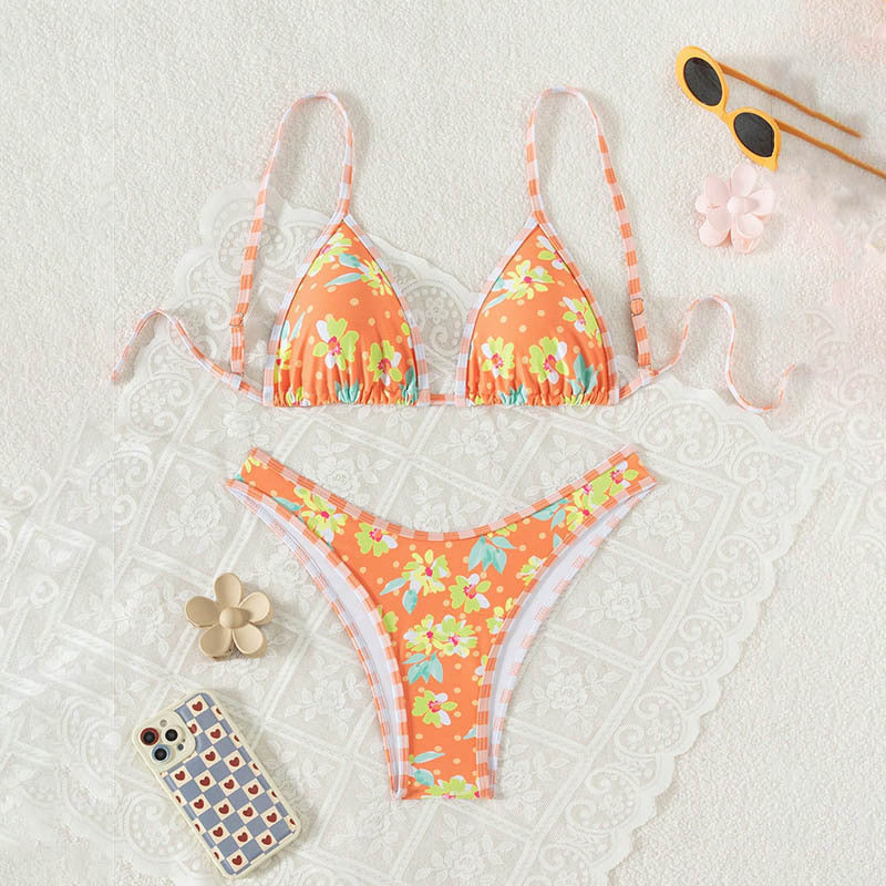 Printed Tie-Strap Bikini Swimwear for Women