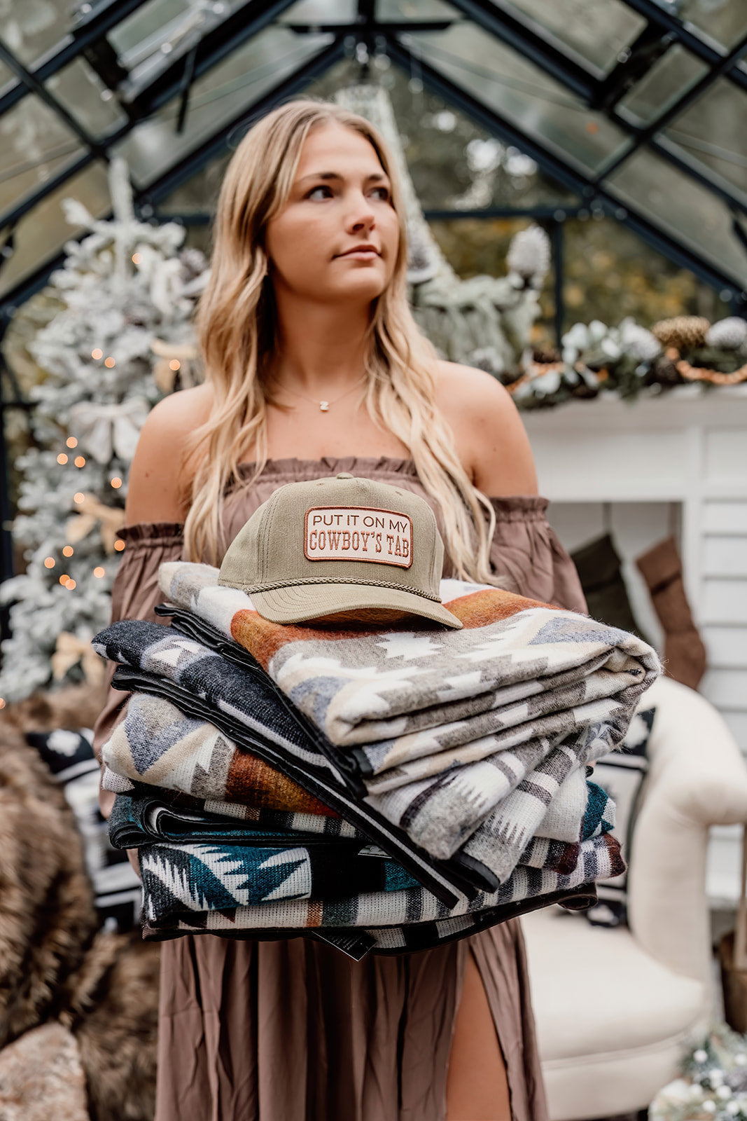 PUT IT ON MY COWBOY'S TAB Embroidered Patch on Corduroy Hat