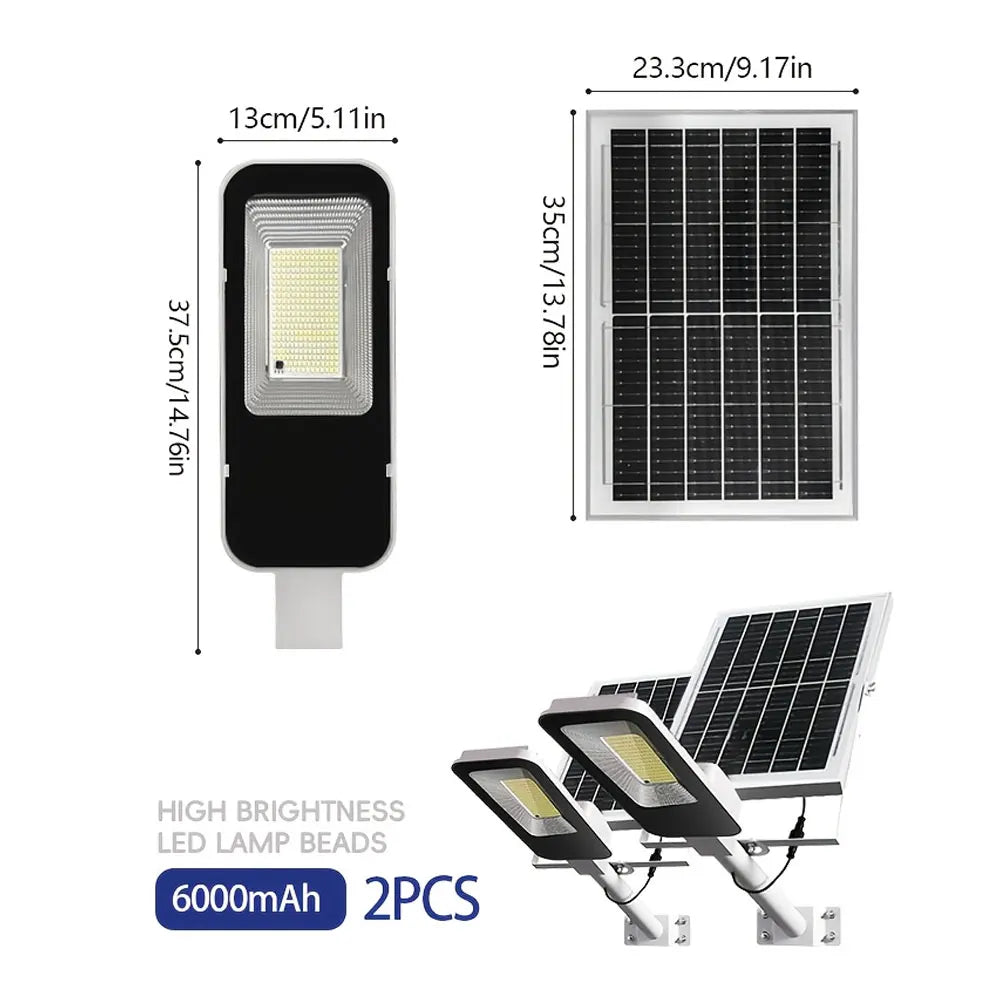 4 Sets of Outdoor Waterproof Solar Lamps, 6000mah Solar Street Lamps