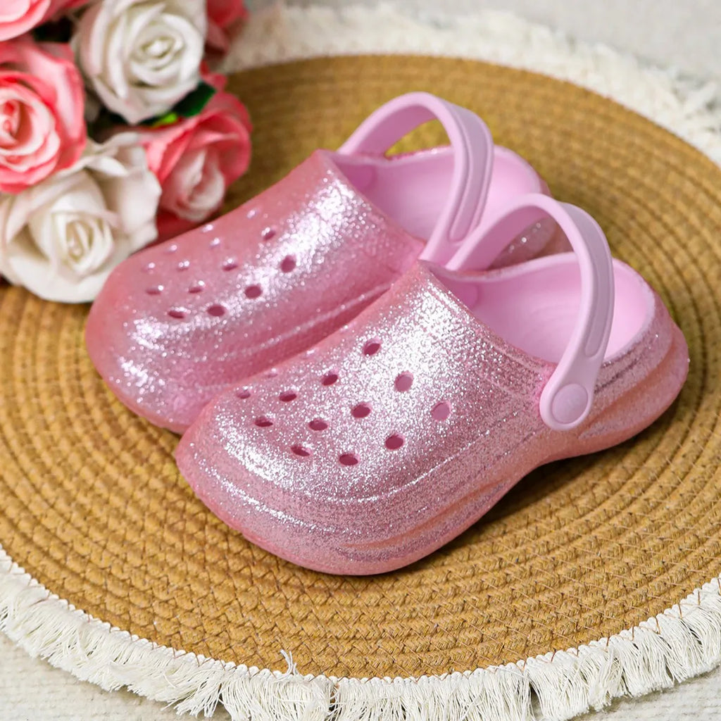 Kid's Glitter Clog and Mules, Lightweight EVA Garden Shoes, Non-Slip Sandals, Breathable Slip-On Shoes for Indoor Outdoor 168
