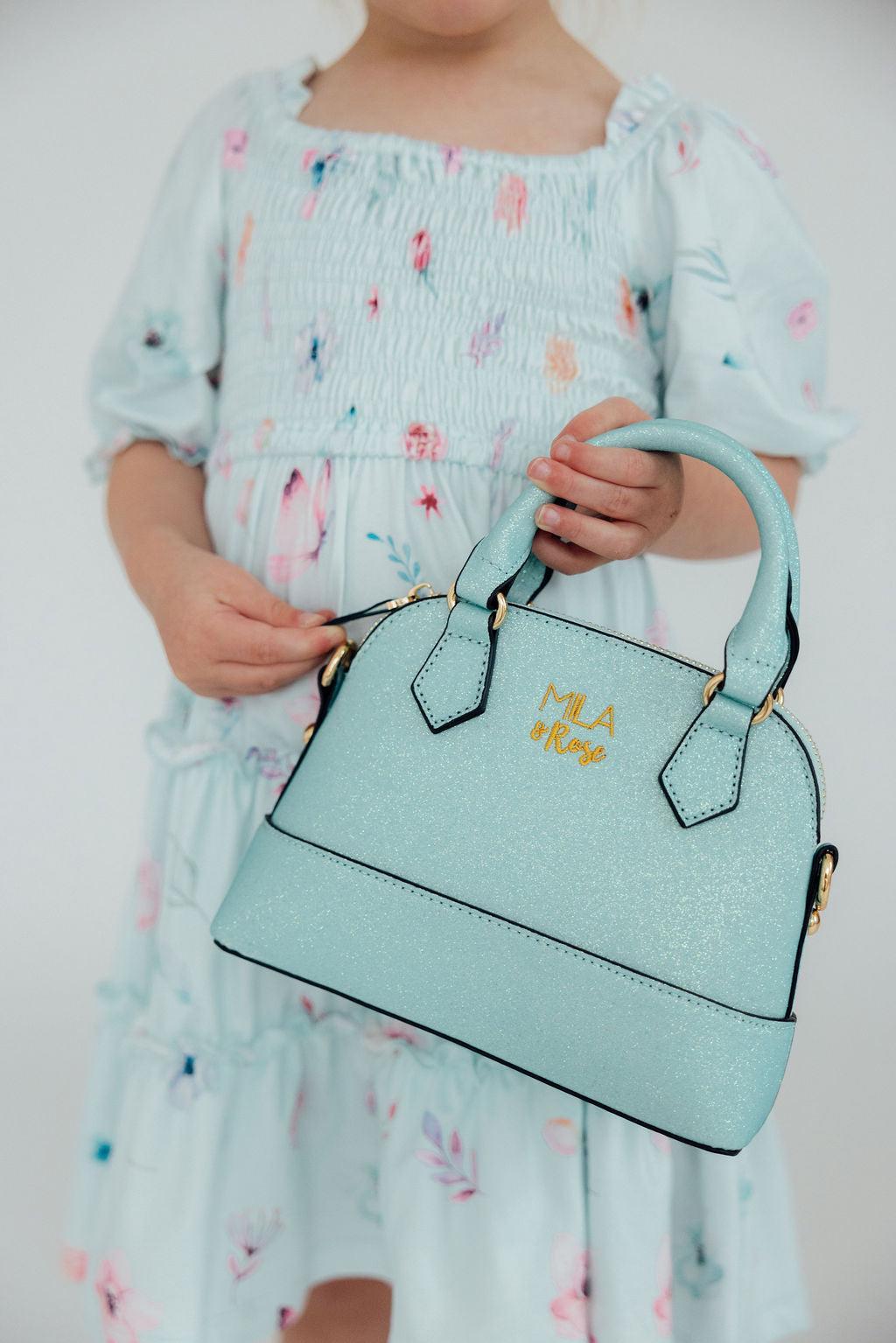 Aqua Glitter Girl's Crossbody Purse