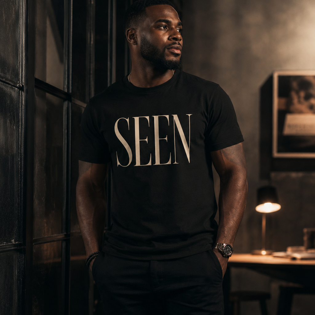 SEEN Premium Graphic Tee | Minimalist Luxury Streetwear Shirt | Identity & Self Worth Apparel