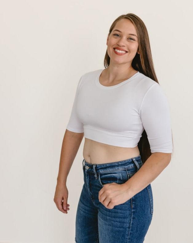 Crew Neck Elbow Sleeve Halftee
