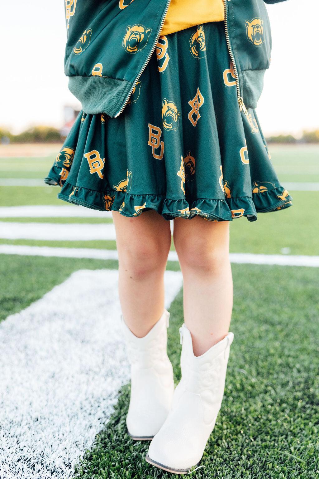 Baylor Green Bear Ruffle Twirl Skort