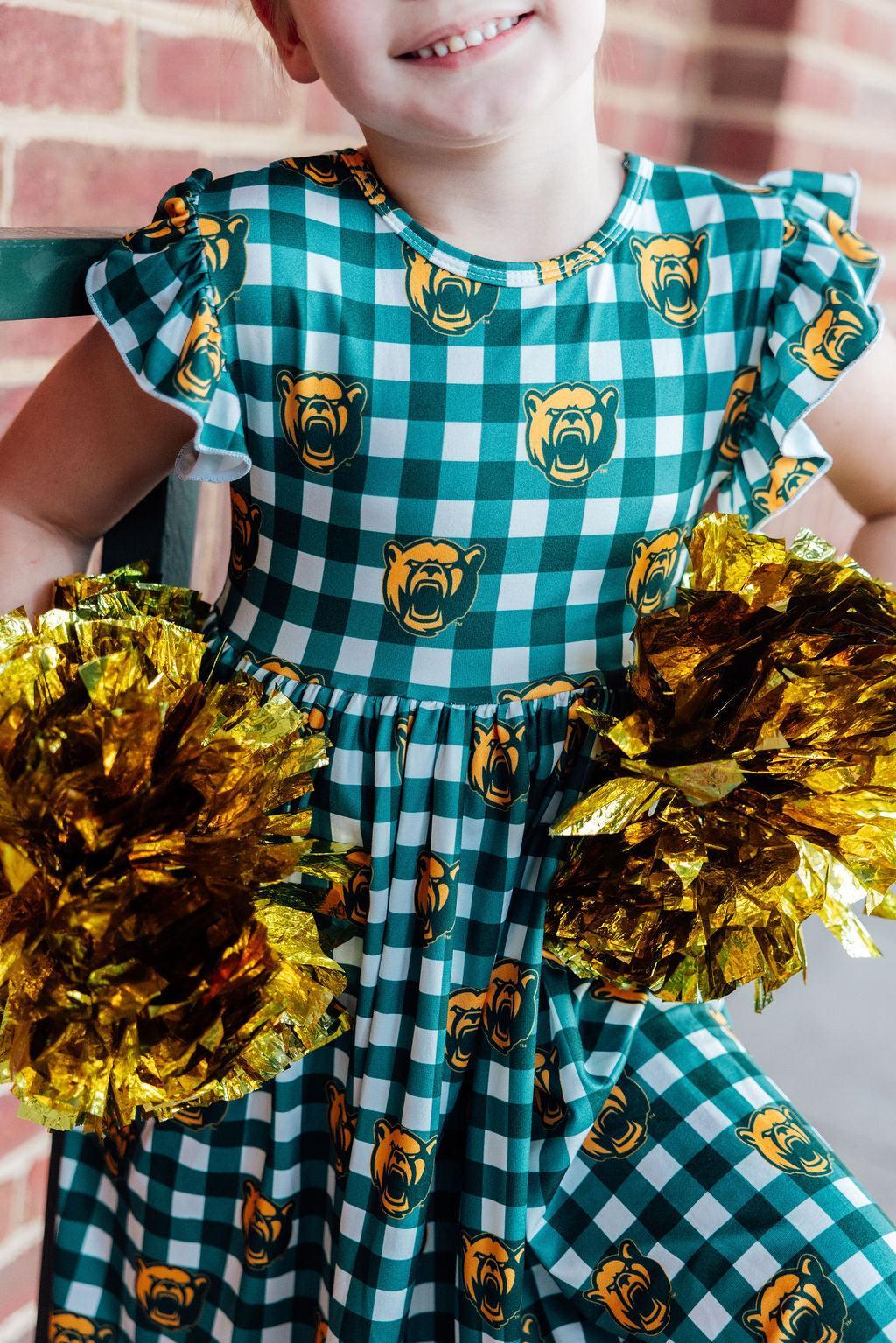 Baylor Plaid Bear Flutter Twirl Dress