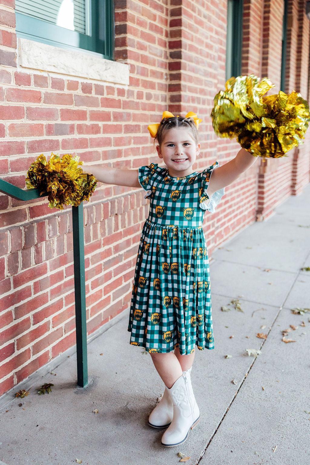 Baylor Plaid Bear Flutter Twirl Dress