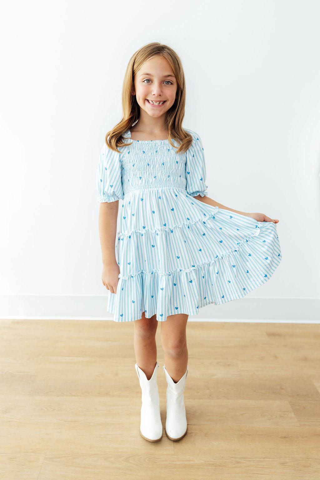 Blueberry Kisses Smocked Ruffle Dress