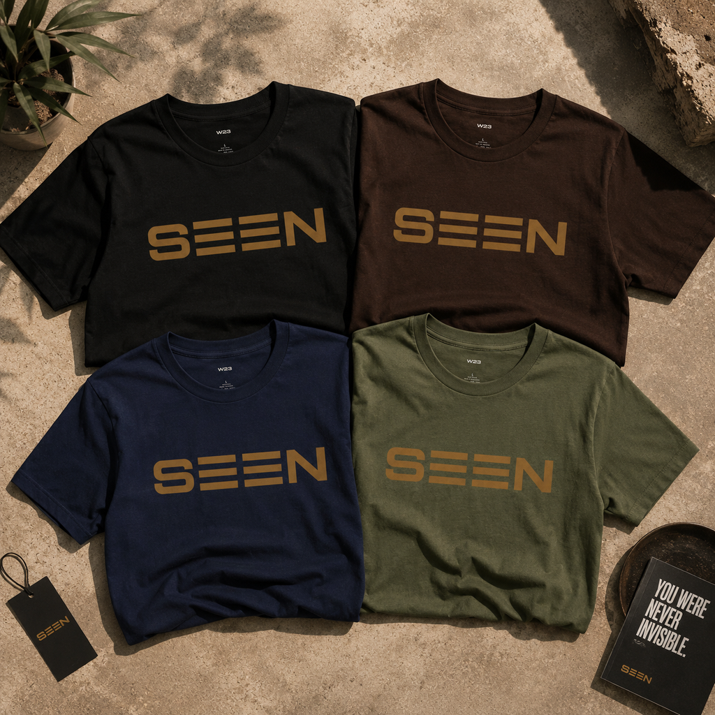 SEEN. Graphic Tee — Bold Retro Stripe Logo