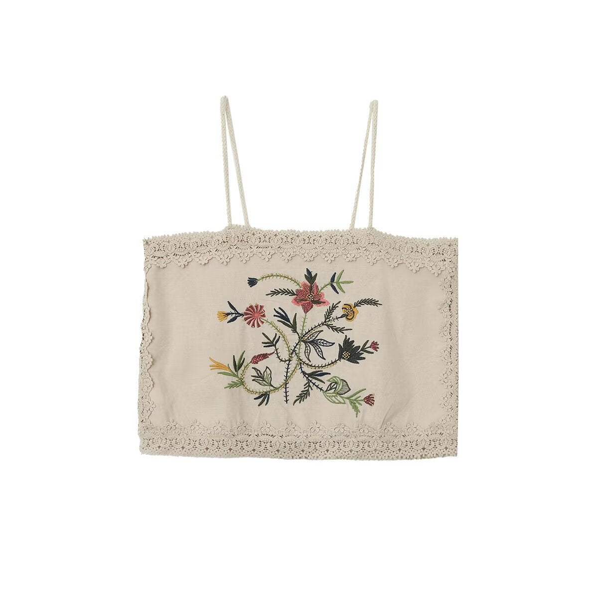 Embroidered camisole top+embroidered shorts set for women