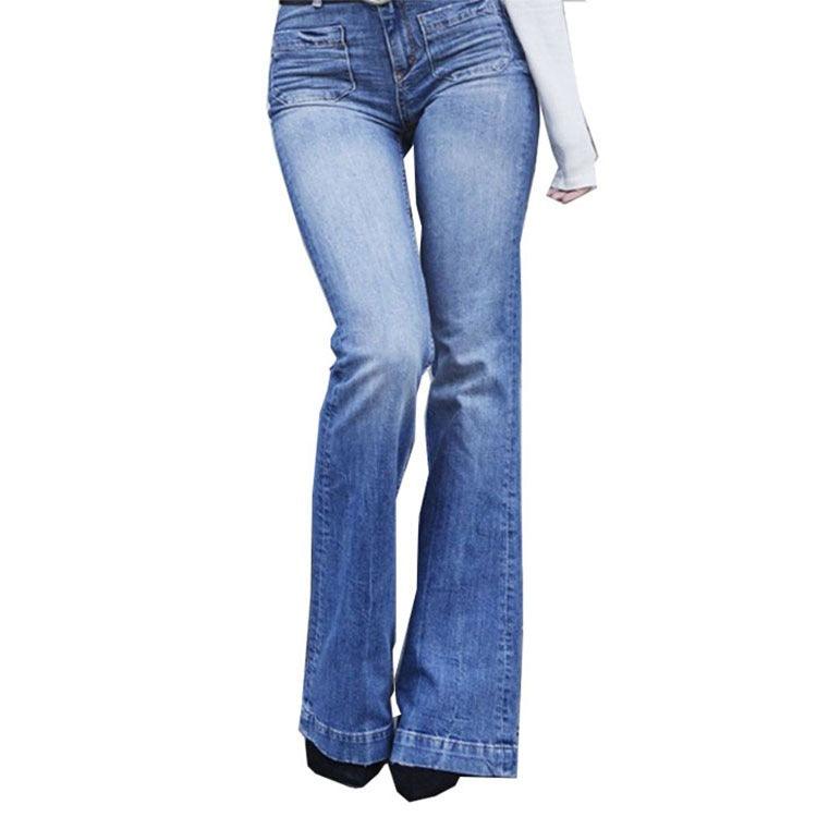 Cowgirl Chic Wide Flare Jeans - Stylish Denim Flare Pants for Trendy Women