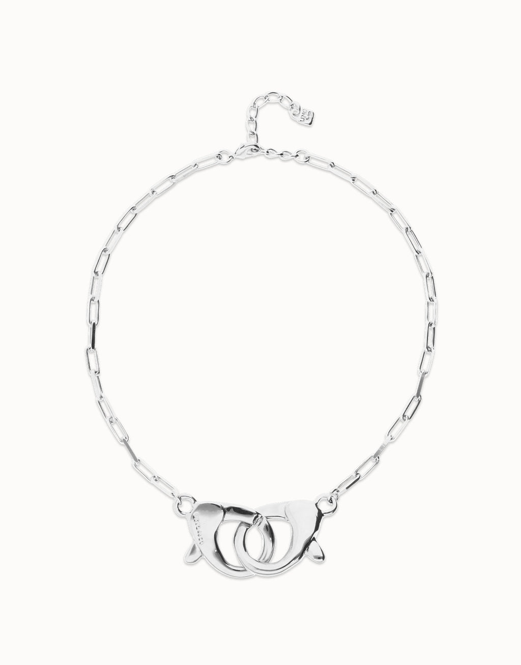Uno De 50 Necklace with large interlocking snap hook Silver