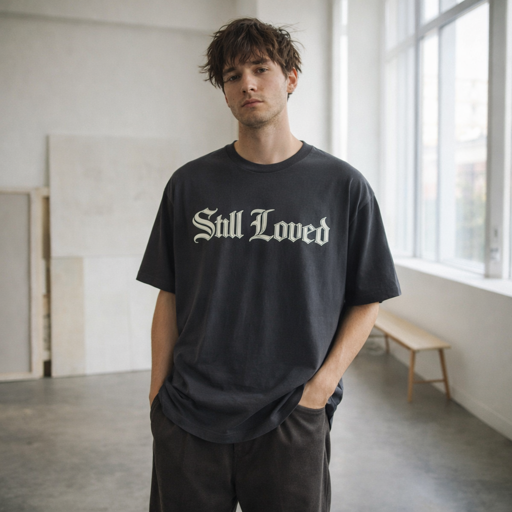 Still Loved. Chrome Outline Oversized Boxy Tee