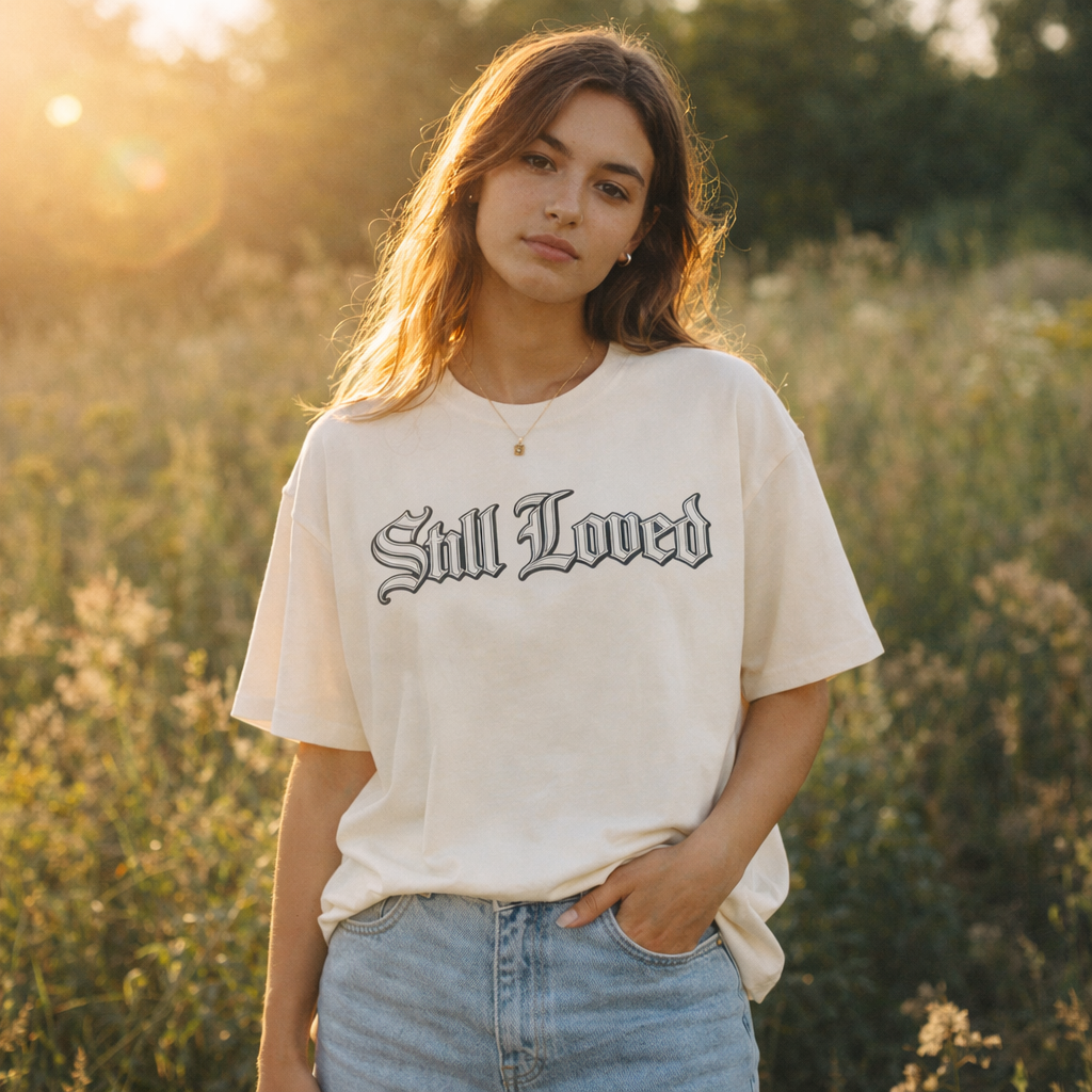 Still Loved. Chrome Outline Oversized Boxy Tee