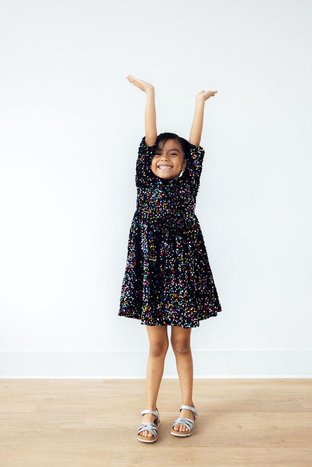 Confetti Velvet Sequin Dress
