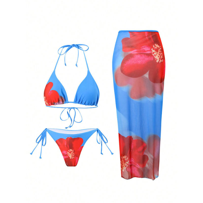 Printed Three-Piece Swimwear Set for Women