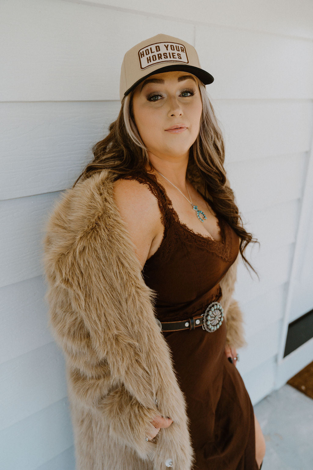 Hold Your Horsies - Embroidered Patch on Structured Trucker Hat
