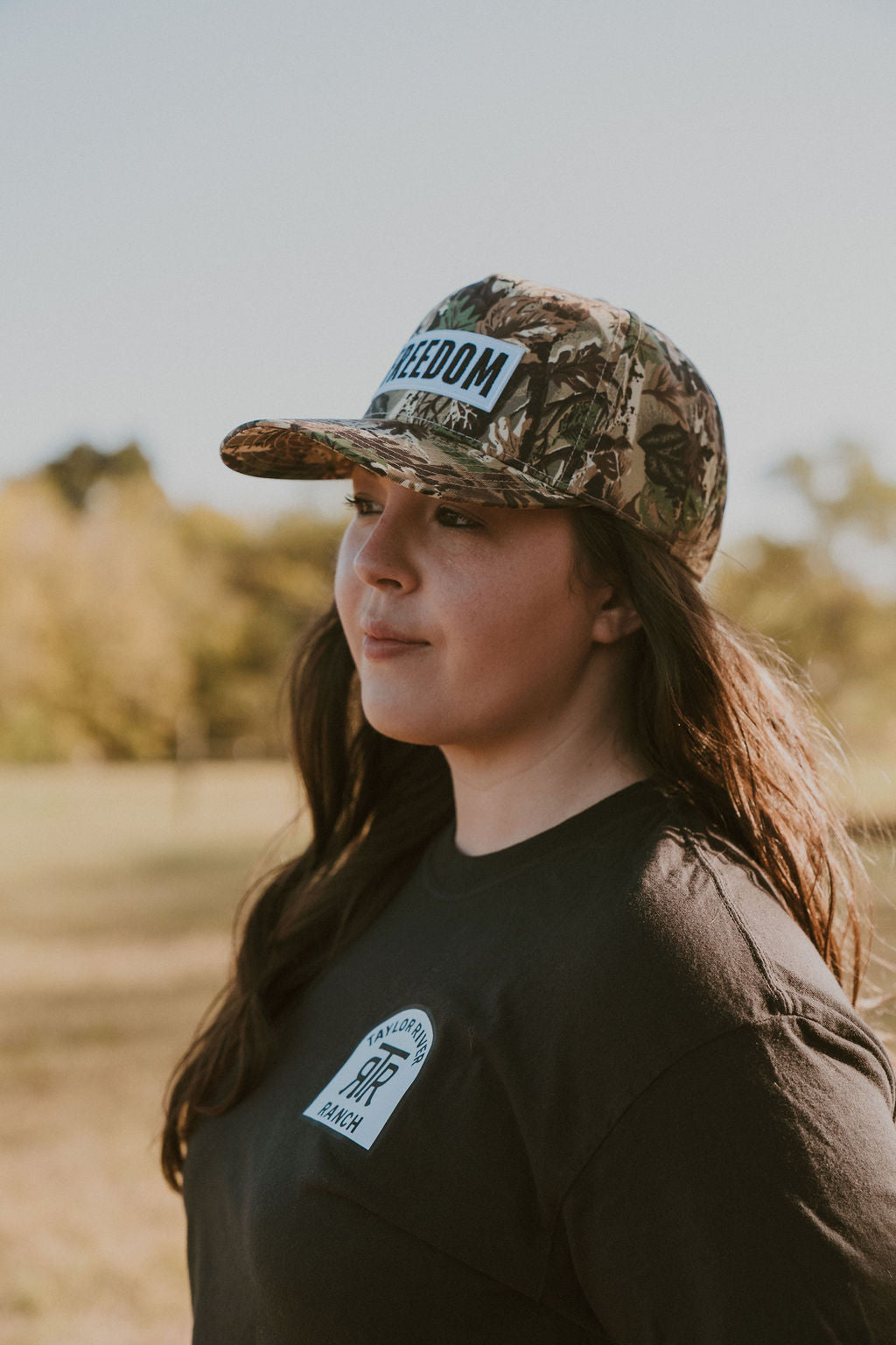 FREEDOM Embroidered Patch on Camo Structured Cap