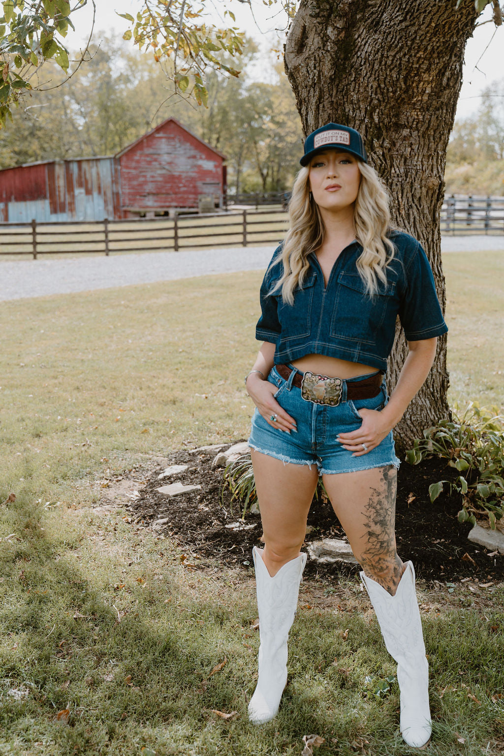 PUT IT ON MY COWBOY'S TAB Embroidered Patch on Structured Trucker Hat