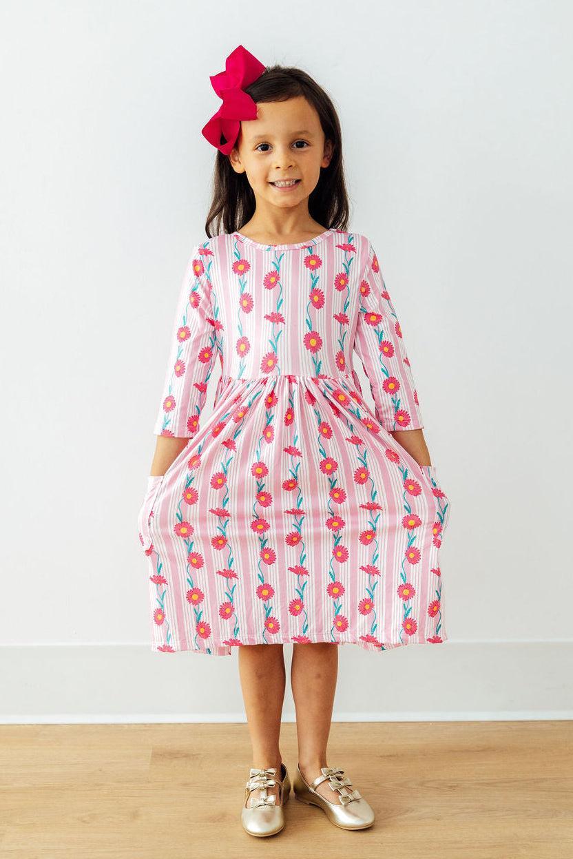 Daisy Chain 3/4 Sleeve Pocket Twirl Dress