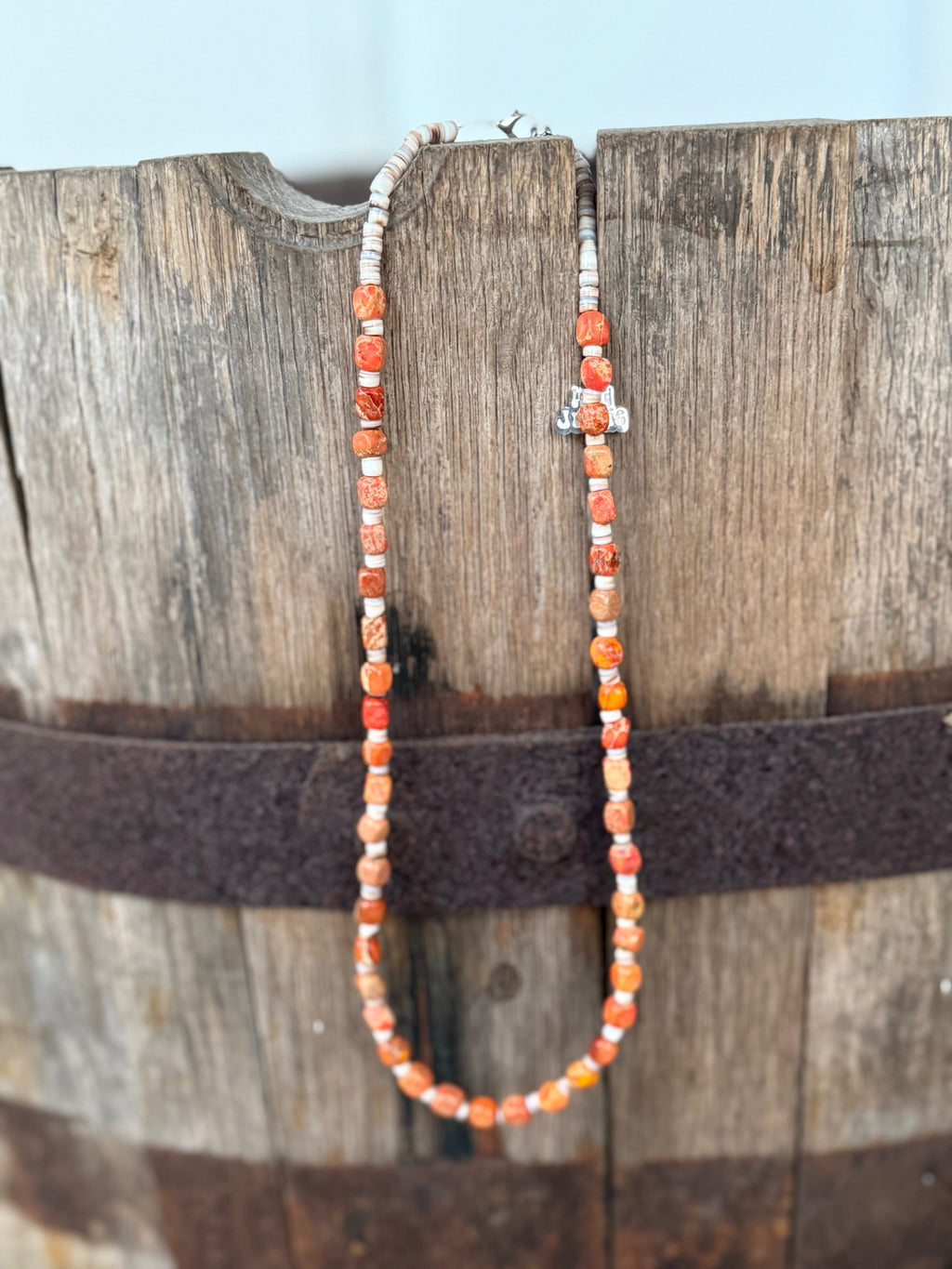 Desert Ember Beaded Shell Necklace