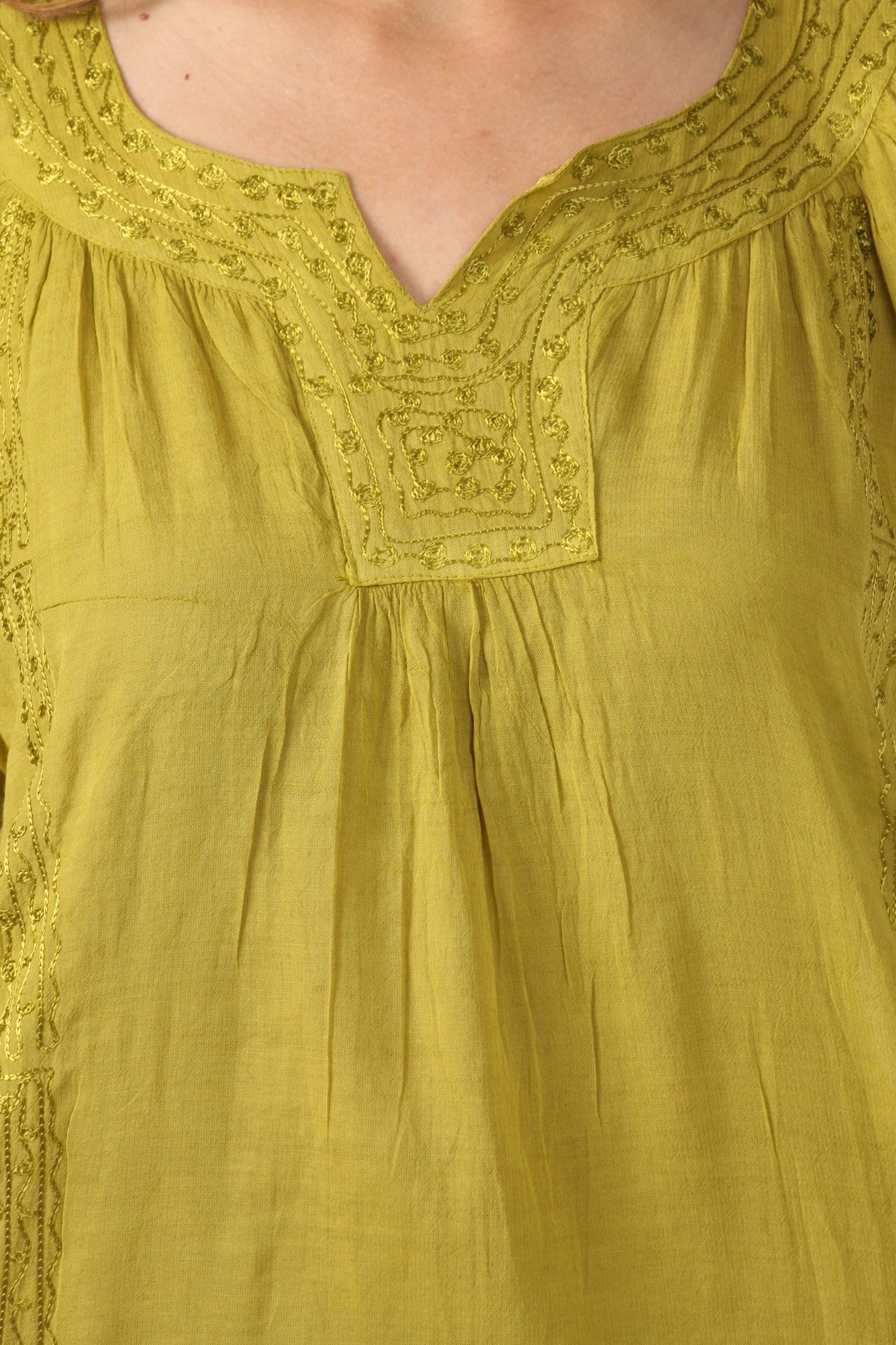 Sakkas Embroidered 100% Cotton Semi-Sheer Short Sleeve Gauzy Top / Blouse